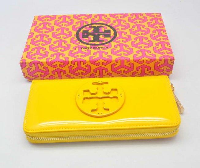 Tory Burch Patent Leather Zip Around Wallet All Yellow